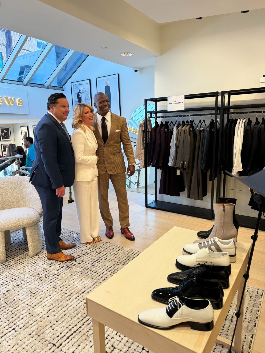 PHOTO: Pasadena Mayor Victor M. Gordo with Rebecca & Terry Crews during the opening of the new REBECCA CREWS boutique in Old Pasadena October 11, 2024.