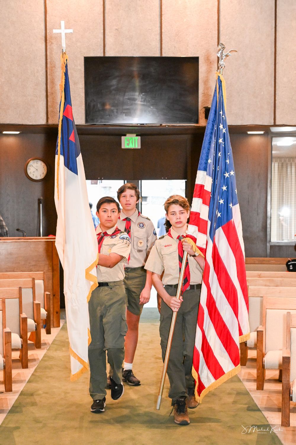 PHOTO: J. Mike Kwok | The South Pasadenan | Boy Scout Troop 333 at the Prayer Breakfast performing the Color Guard Ceremony.