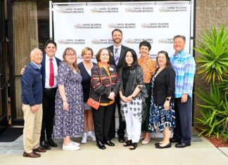 South Pasadena Holds 9th Annual Prayer Breakfast PHOTO: J. Mike Kwok | The South Pasadenan | L-R South Pasadena Prayer Breakfast Committee: Bob Joe, Secretary Ashley Lynn Hengst, Dawn Ponnet, Kathryn Hutto, Laurie Astle, former chair Rev. Lincoln Skinner, Karen Kano, chair Nancy Norris, Treasurer Elizabeth Dever, vice chair Rev. Sam Park.