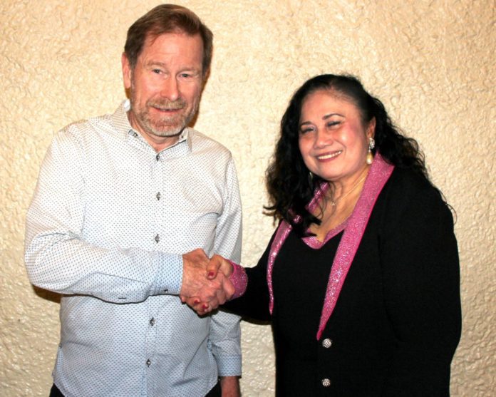 New Mayor of South Pasadena: Evelyn Zneimer PHOTO: Henk Friezer | The South Pasadenan | Outgoing mayor Jon Primuth welcomes new mayor, Evelyn Zniemer for the city of South Pasadena.
