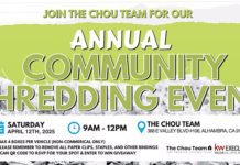 Protect Your Privacy! Annual Community FREE Shredding Event | Saturday Mike Chou Real Estate and The Chou Team for their Annual Community Shredding Event on Saturday, April 12, 2025, from 9 am to 12 pm. This popular community event will be held at KW Executive – The Chou Team office, located at 388 E Valley Blvd, Unit 106, Alhambra, CA 91801.