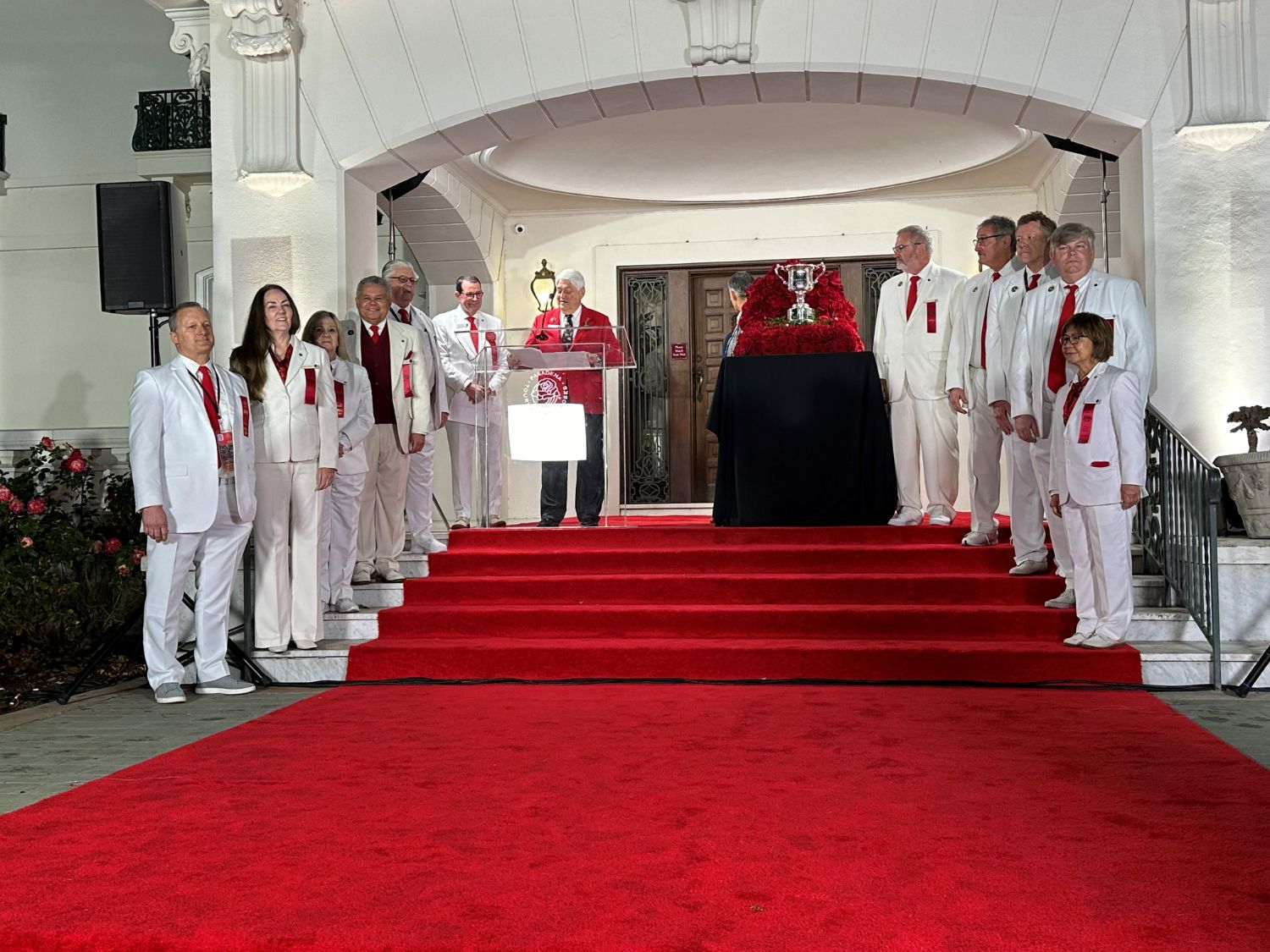 | The South Pasadenan | South Pasadena News PHOTO: Bill Glazier | The South Pasadenan | The festivities began early as Tournament of Roses President Alex Aghajanian announced the winners of the float entries on the footsteps of the Tournament House in Pasadena ahead of the 135th Rose Parade.