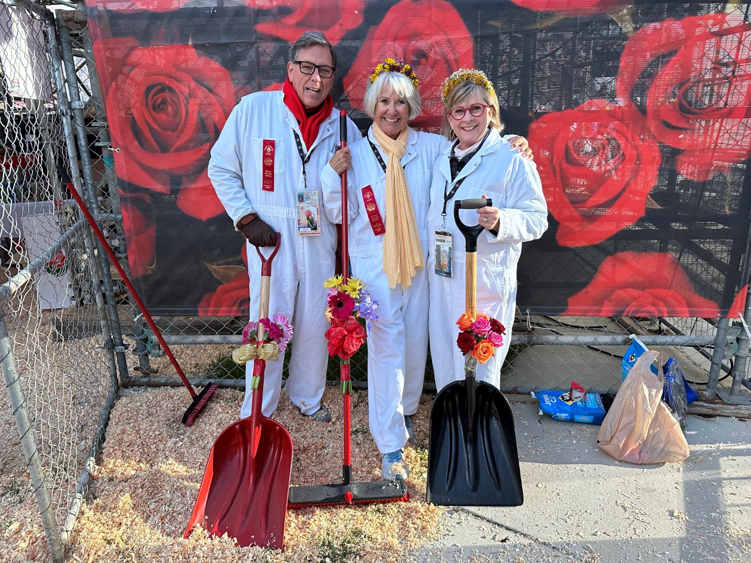 | The South Pasadenan | South Pasadena News PHOTO: Bill Glazier | The South Pasadenan | Husband and wife, from left, John Vandercook and Peggy O’Leary, along with Laurie Wheeler – all three with ties to South Pasadena – were among a team of pooper scoopers in the parade, cleaning up behind equestrian units.