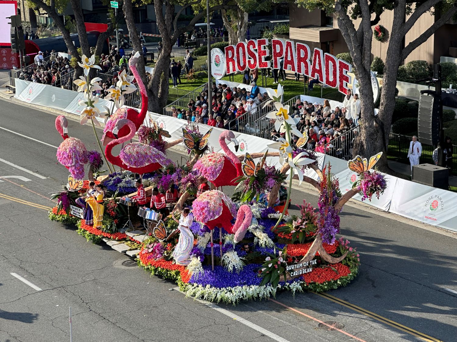 | The South Pasadenan | South Pasadena News PHOTO: Bill Glazier | The South Pasadenan | Winning the Wrigley Legacy Award was the Downey Rose Float Association for its “Rhythm of the Caribbean” float. It won for outstanding display of floral presentation, float design and entertainment.