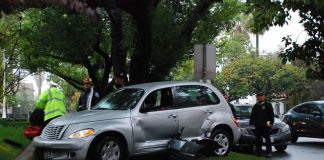 Car Accident | Fremont and Oxley Car on Sidewalk