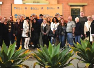 South Pasadena Rose Float Builders Recognized by City Council PHOTO: Samantha Shiroishi | The South Pasadenan | Members of the Sylvers group gathered with volunteers who built and decorated South Pasadena’s float outside the South Pasadena City Council chambers.