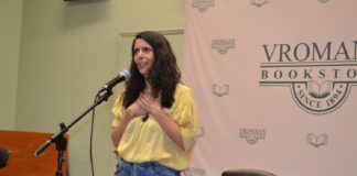 PHOTO: Alisa Hayashida | The South Pasadenan | Physical therapist and author, Chantal Donnelly, discusses her book "Settled - How to Find Calm in a Stress-Inducing World" at Vroman's Bookstore in Pasadena.