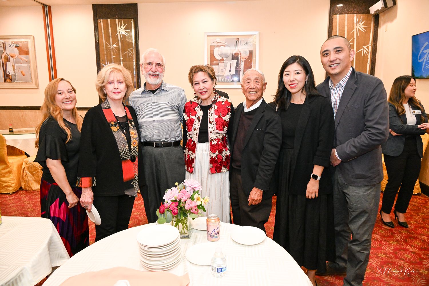 | The South Pasadenan | South Pasadena News PHOTO: J. Michael Kwok | The South Pasadenan | Yuki Cutcheon, South Pasadena Chinese-American Club (SPCC) president (far left) greets attendees at the VIP reception prior to the banquet. L-R are Lela Bissner; Jim Perea; Melinda Hsia, past SPCC president; Bob Joe, former mayor; Zhen Tao, city treasurer; and Jeremy Ding.