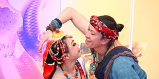 PHOTO: J. Michael Kwok | The South Pasadenan | Yu Ye and Daisy Feng perform a Tibetan Love Story Dance, a story of young love. Feng also performed Spring Love, a dance expressing a young girl’s yearning for and pursuit of love.