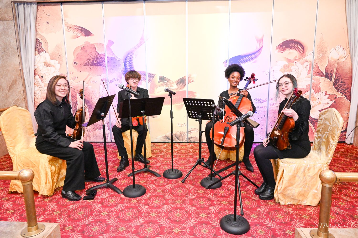 | The South Pasadenan | South Pasadena News PHOTO: J. Michael Kwok | The South Pasadenan | The Chamber Ensemble from the LA County High School for the Arts performed for the guests. From L-R are Akirin Au, Julian Rife, Amirah Janelle Thomas and Fern Ilarraza.