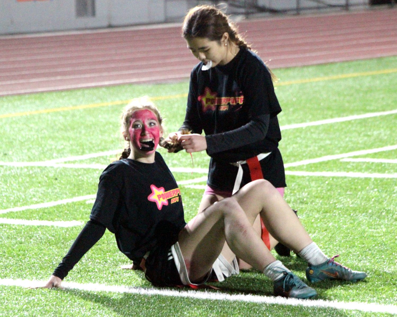 | The South Pasadenan | South Pasadena News PHOTO: Henk Friezer | The South Pasadenan | Players getting ready for battle at the 2024 PowerPuff game at SPHS on Friday night.