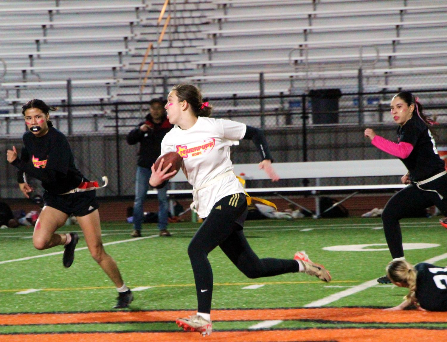 | The South Pasadenan | South Pasadena News PHOTO: Henk Friezer | The South Pasadenan | Junior and Senior players in action at the 2024 PowerPuff game at SPHS Roosevelt Field.