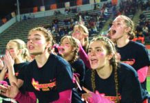 PHOTO: Henk Friezer | The South Pasadenan | Players getting into the action at the 2024 SPHS PowerPuff game that pits juniors against seniors.