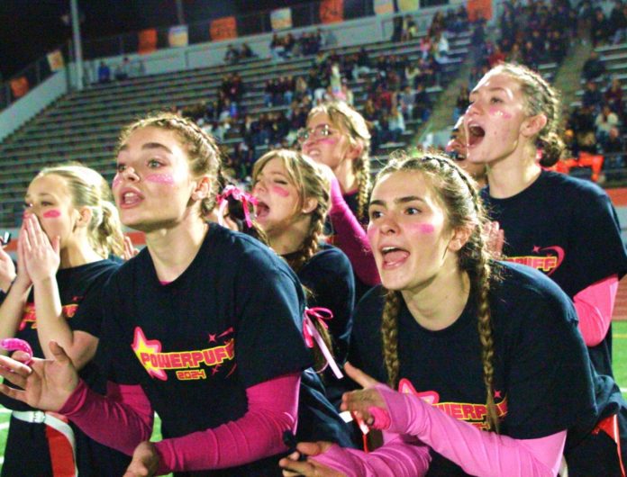 PHOTO: Henk Friezer | The South Pasadenan | Players getting into the action at the 2024 SPHS PowerPuff game that pits juniors against seniors.