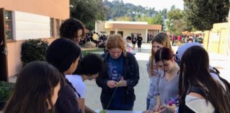 PHOTO: provided by South Pasadena Unified School District | The South Pasadenan | The SPHS Peer Mediators hosted a pom pom making craft during lunch at the high school.