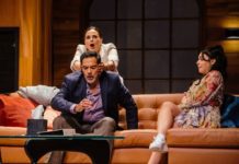 PHOTO: Jeff Lorch | The South Pasadenan | Lana Parrilla, Carlos Gomez, and Isabella Gomez in One of the Good Ones at Pasadena Playhouse.