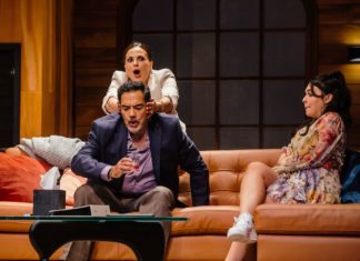 PHOTO: Jeff Lorch | The South Pasadenan | Lana Parrilla, Carlos Gomez, and Isabella Gomez in One of the Good Ones at Pasadena Playhouse.