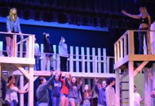 Alisa Hayashida | The South Pasadenan | The cast of Bright Star rehearsing for their April 19 opening at South Pasadena High School.