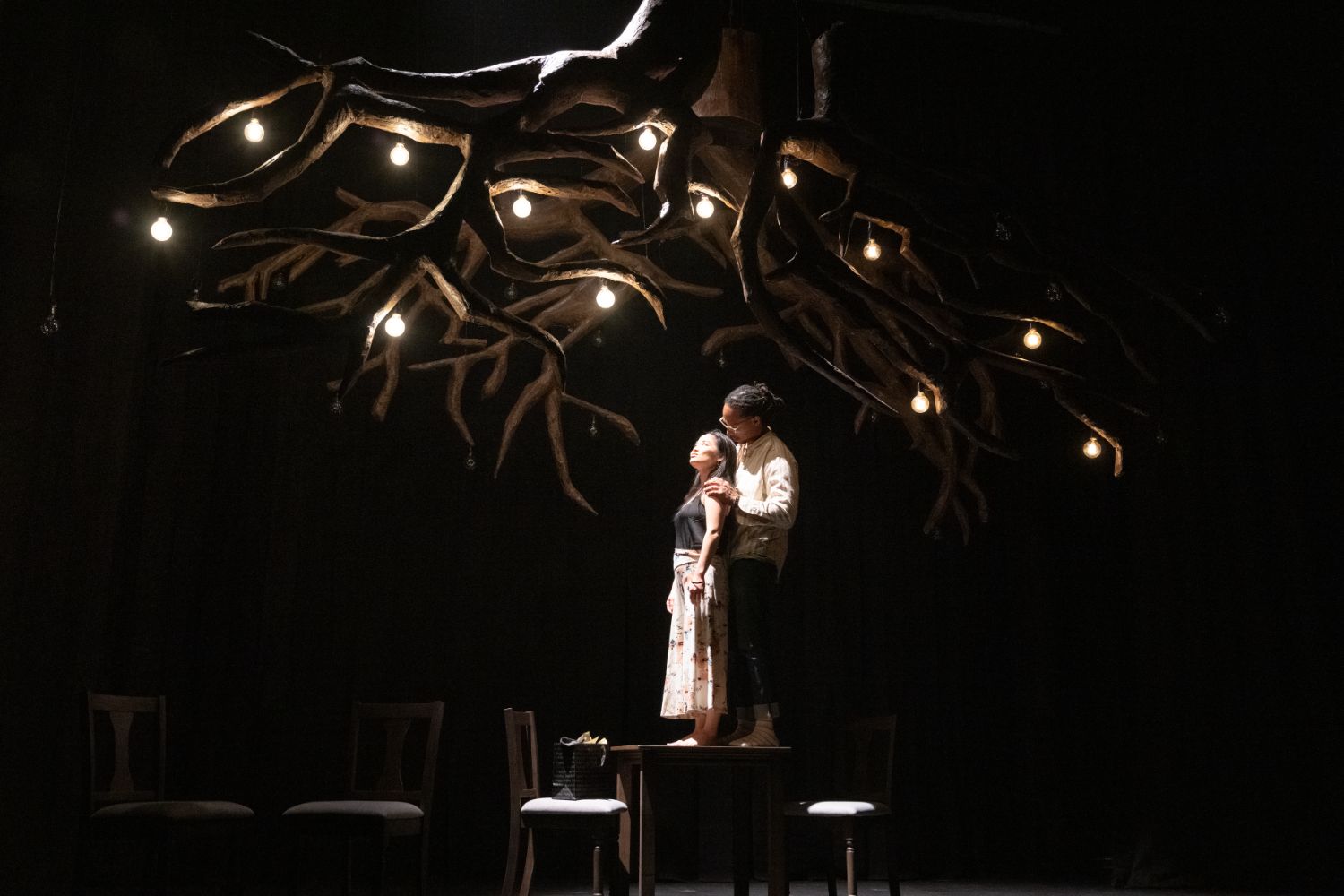 PHOTO: Jenny Graham | The South Pasadenan | Gerard Joseph as David and Sylvia Kwan as Gina in KAIROS at East West Players.
