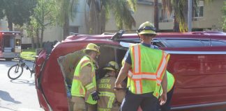 Vehicle Rolls on Side in Crash