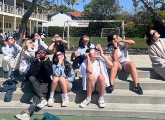 SPUSD Students View Historic Partial Eclipse PHOTO: provided by SPUSD | The South Pasadenan | South Pasadena Unified students experienced a partial solar eclipse on April 8, 2024.