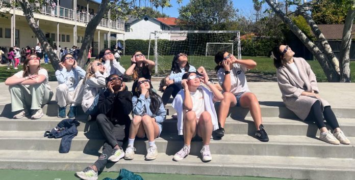 PHOTO: provided by SPUSD | The South Pasadenan | South Pasadena Unified students experienced a partial solar eclipse on April 8, 2024.