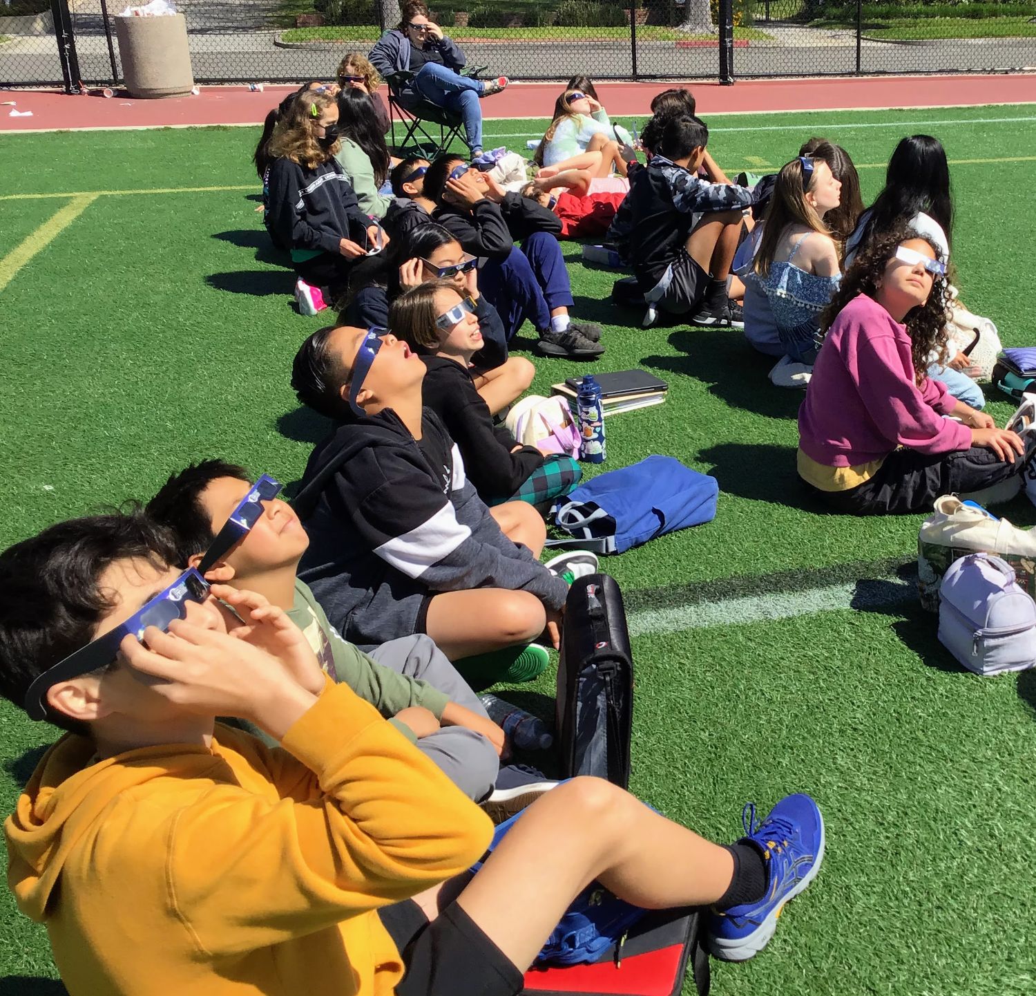 PHOTO: provided by SPUSD | The South Pasadenan | South Pasadena Unified students experienced a partial solar eclipse on April 8, 2024.