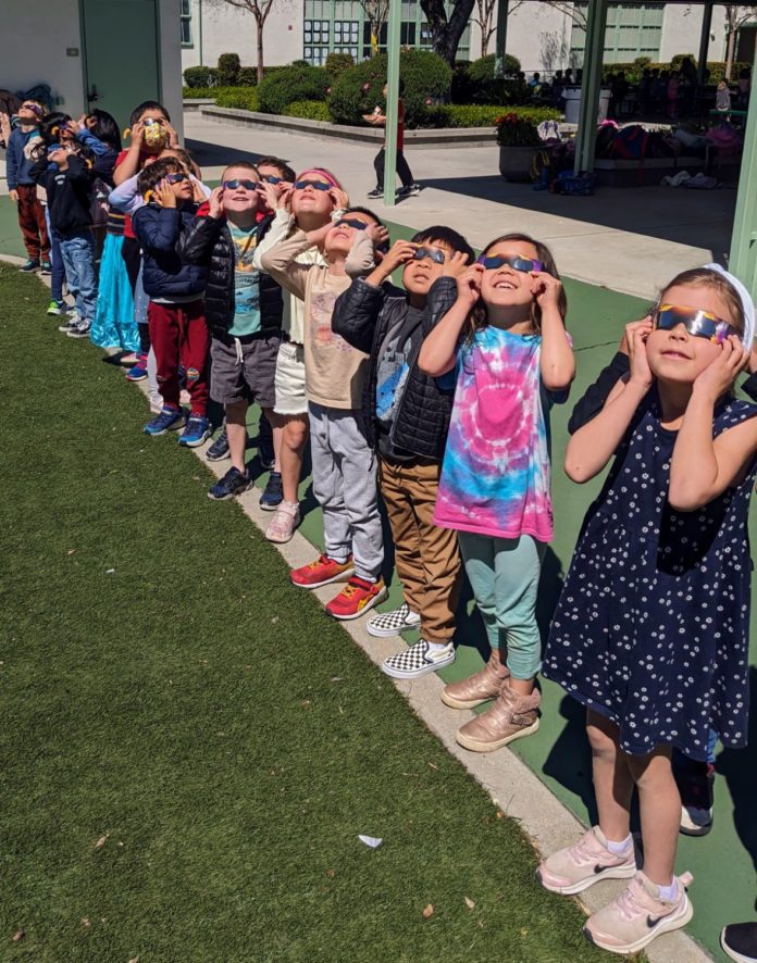 PHOTO: provided by SPUSD | The South Pasadenan | South Pasadena Unified students experienced a partial solar eclipse on April 8, 2024.