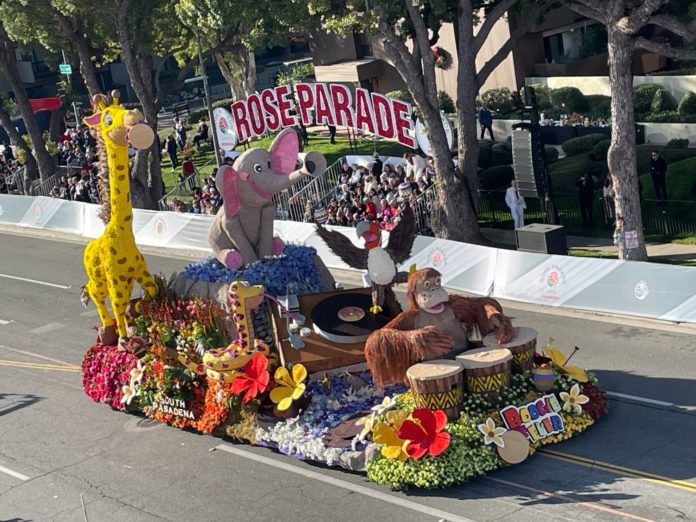 PHOTO: Bill Glazier | The South Pasadenan | “Gertie,” the beloved Giraffe from SPTOR’s 2024 “Boogie Fever” float, will be on-hand for the festivities at the May 4, 2024, Fun-Raiser benefitting SPTOR’s 2025 float.