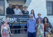 PHOTO: Alisa Hayashida | The South Pasadenan | Members of the SPARC board gather at the celebration of SPARC's 15th year and the opening of their new, permanent home. SPARC board members: Tracy Macrum, James Reynolds, Andrew Bernstein, Lissa Reynolds, Camille Farnsworth, Dean Serwin, Blue Trimarchi, Margo Newman, Sandy Kitto (SPARC president), Dean Sheldon, Lynne Heffley, Celina Duffy, Brian Bright, and Karla Thompson. (some board members not pictured)
