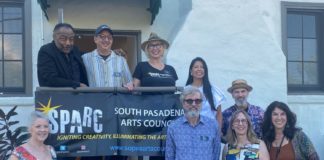 PHOTO: Alisa Hayashida | The South Pasadenan | Members of the SPARC board gather at the celebration of SPARC's 15th year and the opening of their new, permanent home. SPARC board members: Tracy Macrum, James Reynolds, Andrew Bernstein, Lissa Reynolds, Camille Farnsworth, Dean Serwin, Blue Trimarchi, Margo Newman, Sandy Kitto (SPARC president), Dean Sheldon, Lynne Heffley, Celina Duffy, Brian Bright, and Karla Thompson. (some board members not pictured)