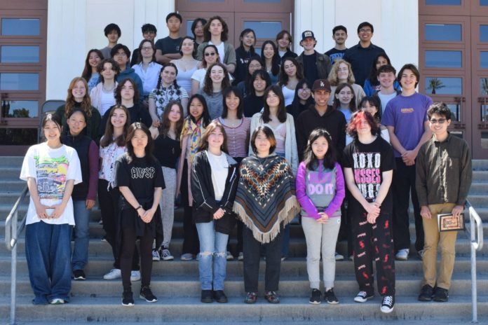 PHOTO: Provided by SPUSD : SPHS Tiger Newspaper, Zoe Chen | The South Pasadenan | SPHS students celebrate earning awards in art and writing.
