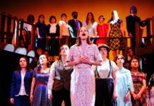 PHOTO: Emiko Essmiller | The South Pasadenan | Iris Barrera and the cast of Bright Star on stage at South Pasadena High School's Anderson Auditorium.