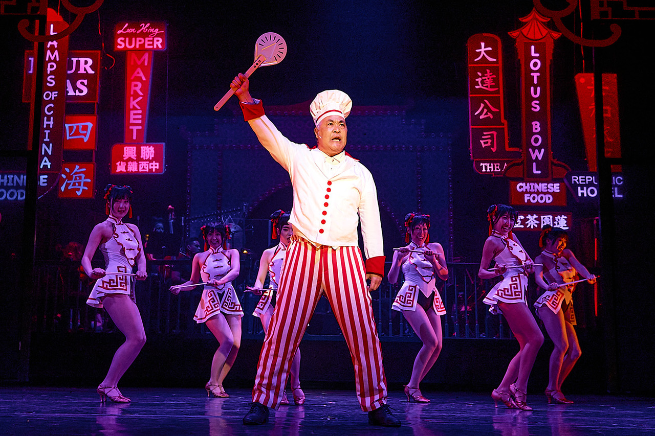 | The South Pasadenan | South Pasadena News PHOTO: Mike Palma | South Pasadena News | (Center) Marc Oka and (L-R) Esther Lee, Gemma Pedersen, Ai Toyoshima, Sally Hong, Hillary Tang, and Emma Park in RODGERS AND HAMMERSTEIN’S FLOWER DRUM SONG, produced by East West Players and the Japanese American Cultural and Community Center.
