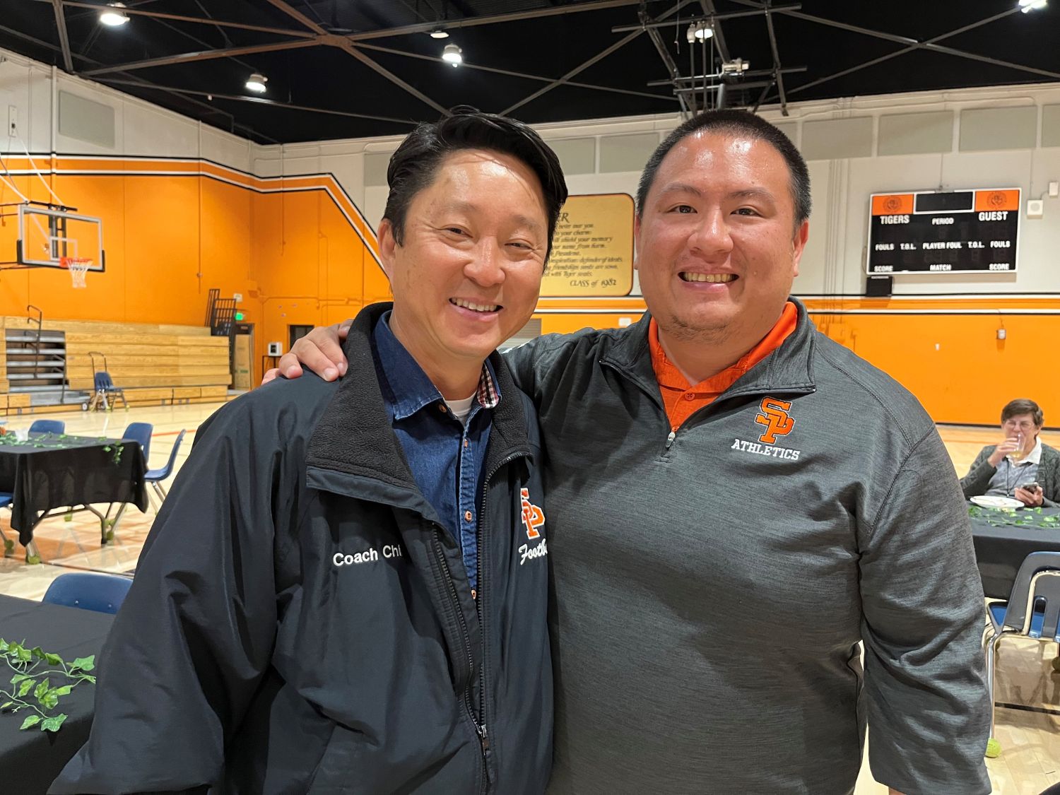 PHOTO: SPHS PTSA | The South Pasadenan | Coach Jeff Chi and Athletic Director Anthony Chan at the SPHS PTSA Honorary Service Awards 2023.