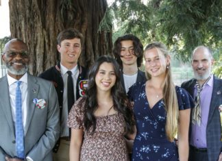 The Oneonta Club Foundation Honors Students at 49th Annual Banquet with $30,000 in Scholarships & Teachers with $2,000 in Grants PHOTO: provided by The Oneonta Club | The South Pasadenan | Oneonta Club President Glenn Crawford with scholarship recipients Sawyer Fox, Mia Ramos, Truman Lindenthaler, Danica Sterling, with Oneonta Foundation President, Dean Serwin.