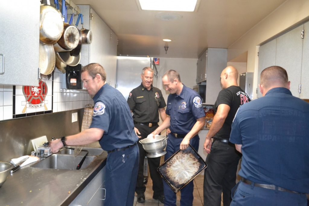South Pasadena Fire Station: firemen cooking dinner
