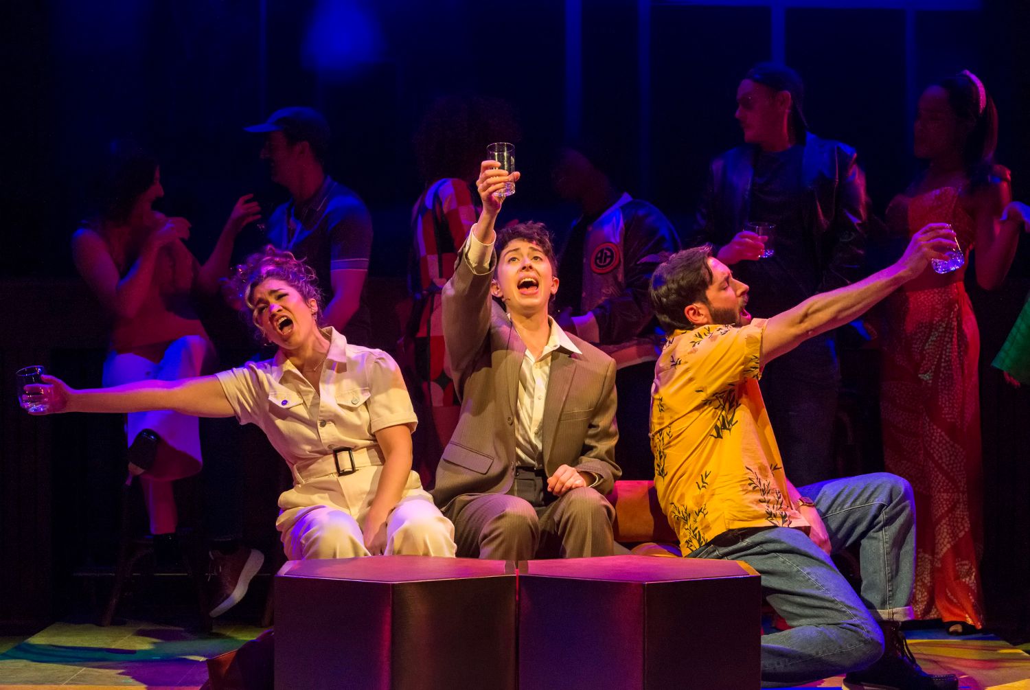 PHOTO: Craig Schwartz | The South Pasadenan | From L to R: Sarah Stiles, Adina Verson, and Zachary Prince (center) and the cast of "A Transparent Musical" in the world premiere of "A Transparent Musical" at Center Theatre Group / Mark Taper Forum May 23 through June 25, 2023.