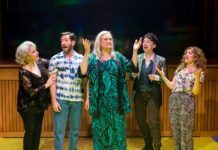 PHOTO: Craig Schwartz | The South Pasadenan | From L to R: Liz Larsen, Zachary Prince, Daya Curley, Adina Verson, and Sarah Stiles in the world premiere of "A Transparent Musical" at Mark Taper Forum May 23 through June 25, 2023.
