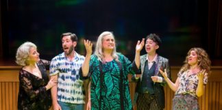 PHOTO: Craig Schwartz | The South Pasadenan | From L to R: Liz Larsen, Zachary Prince, Daya Curley, Adina Verson, and Sarah Stiles in the world premiere of "A Transparent Musical" at Mark Taper Forum May 23 through June 25, 2023.