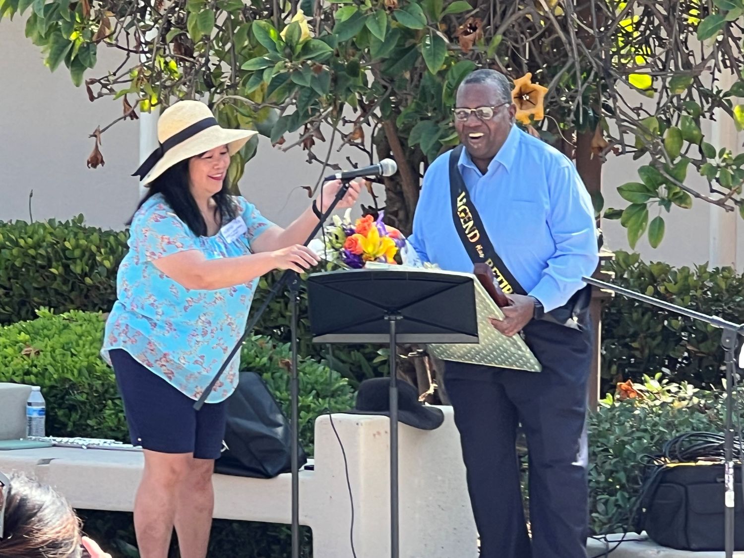| The South Pasadenan | South Pasadena News PHOTO: provided by Lauren Black | The South Pasadenan | Helena Yee, left, was part of the SPHS Music Boosters from 2014 to 2021. She’s alongside Howard Crawford, the SPHS band director, who said he was deeply honored by the retirement recognition.