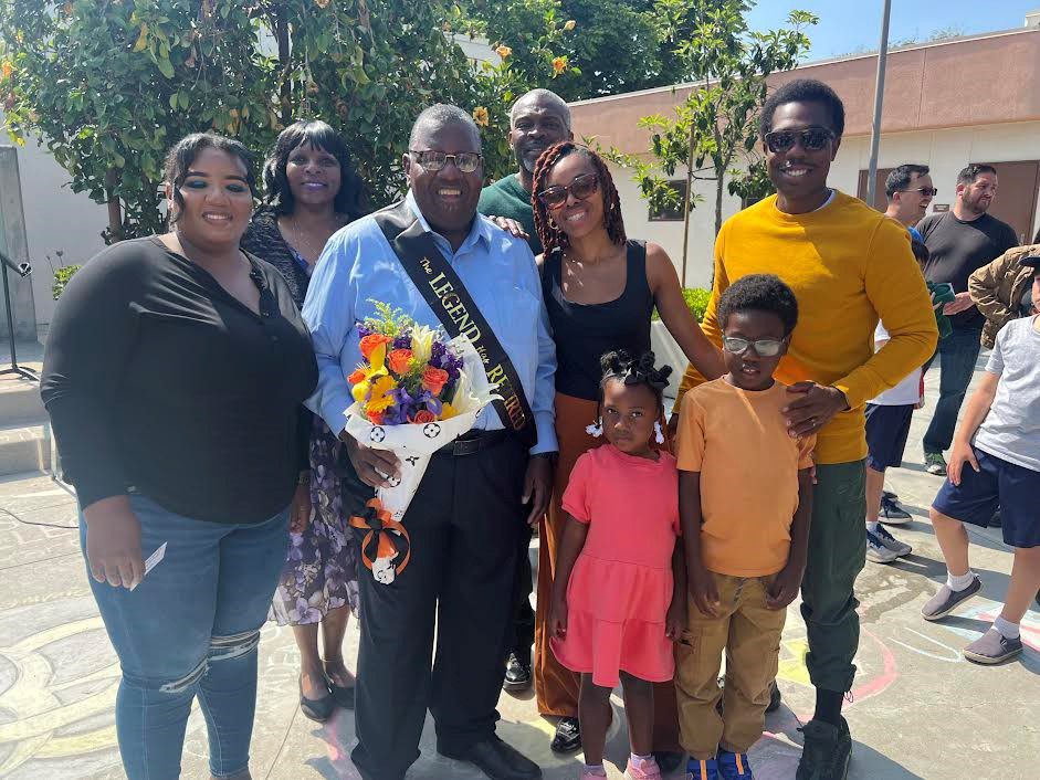 | The South Pasadenan | South Pasadena News PHOTO: provided by Lauren Black | The South Pasadenan | Howard Crawford longtime teacher and band director at South Pasadena, joined his family for a photo as part of a retirement celebration for him last Saturday in the Tiger Patio on campus.