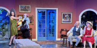 PHOTO: Jennifer Dakan | The South Pasadenan | The cast of HAY FEVER on stage at South Pasadena Theatre Workshop