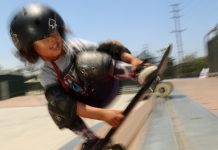 FILE PHOTO: Kasper Tobias | SouthPasadenan.com News | 3-year old Roman nails a 'rock to fakie' on the ramp