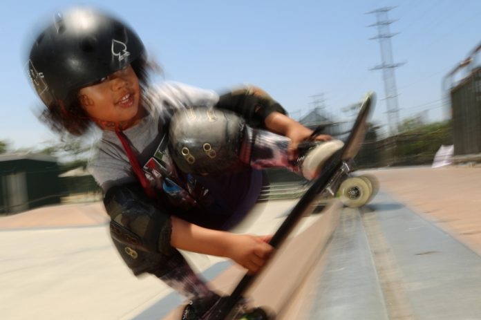FILE PHOTO: Kasper Tobias | SouthPasadenan.com News | 3-year old Roman nails a 'rock to fakie' on the ramp