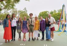 PHOTO: Eric Staudenmaier | South Pasadenan | Otto and his former teachers (and past principals) still at Marengo, L-R: Tiffany Lewis, Katherine Perry, Valerie Omine, Rachael Wong, Otto Staudenmaier, Kim Sinclair, Patricia Cheadle, Principal Noelle Fong, Ron Aschieris.