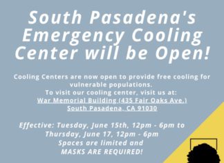 Heat Warning | South Pasadena Cooling Center Open 6/15 to 06/17