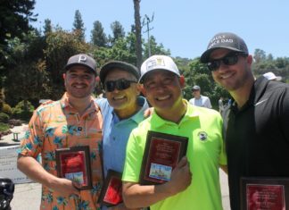 PHOTO: Sally Kilby | The South Pasadenan | Tied with First Place L-R Michael Giaimo, Richard Asao, Ryan Asao, and Chris Hertz at the 2024 SPTOR Golf Tournament