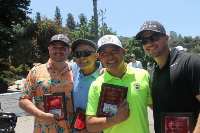 PHOTO: Sally Kilby | The South Pasadenan | Tied with First Place L-R Michael Giaimo, Richard Asao, Ryan Asao, and Chris Hertz at the 2024 SPTOR Golf Tournament