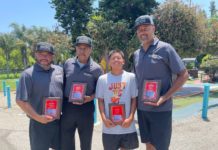 PHOTO: Sally Kilby | The South Pasadenan | Team MIJARES/Paradise Construction took first place at the SPTOR Golf Tournament. Pictured are Jon Ruiz, Jaiden Ruiz, Ralf Durham and Kylan Gamell.
